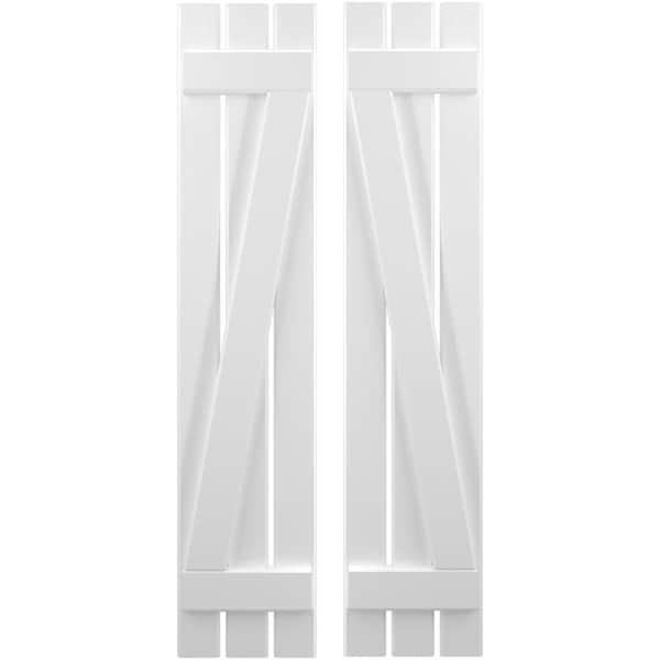 Ekena Millwork Americraft 3-Board (2 Batten) Wood Spaced Board-n-Batten Shutters w/ Z-Bar, ARW102SB311X77WHH, PR ARW102SB311X77WHH - main